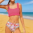 thumbnail image 2 of RXMEKW Two-Piece Swimsuit Set With Floral Print for Girls, Kids' Ruffle Bikini, UPF 50+ Sun Protection, Soft Stretch Fabric for Beach and Pool, 2 of 9