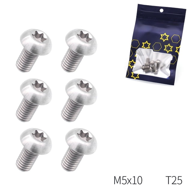 6PCS TC4 Ti Alloy Disc Screws CNC T25 Disc Brake Torx Bolts 5x10mm
