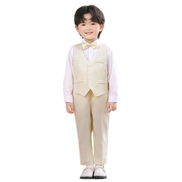 Boys Vest Suits 3 Piece Outfit Tuxedo Set For Kids Formal Suit For Boys With Vest And Pants Bowtie Set Slim 7 Boy Clothes