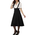 thumbnail image 4 of INSPIRE CHIC Jupe à Bretelles Taille Haute pour Femme, Lacée, Évasée, Midi, Noire, P, 4 of 5