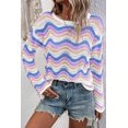 thumbnail image 1 of a.Jesdani Purple Stripe Drop Shoulder Sweater - Flowy Long Sleeves, 1 of 1