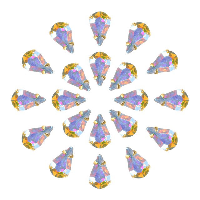 Unique Bargains 20Pack Teardrop Sew on Rhinestone - 13x8mm Glass Teardrop Crystal Rhinestones in Gold Prong Setting (AB Color)