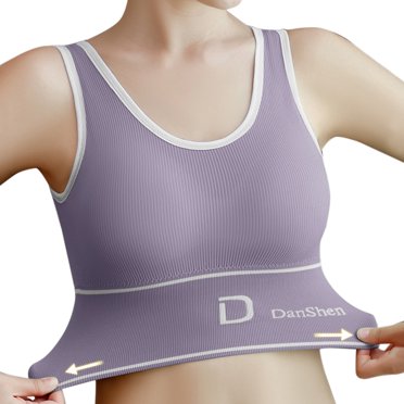 B91xZ Womens Light Support Seamless Sports Bra Wireless Yoga Bra Top,Purple M