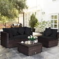 thumbnail image 1 of Gymax Ensemble de Conversation pour Patio en Rotin 4 Pcs Cour Extérieur avec Coussin Noir, 1 of 10