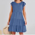 thumbnail image 1 of Robes d'Été Grande Taille pour Femmes 2024 Couleur Unie Robe à Manches Courtes Économisez jusqu'à 65 % de Rabais!, 1 of 9