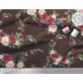 thumbnail image 2 of Soimoi Brown polyester Crepe Fabric Ranunculus & Penoy Floral Print Print Fabric by the Yard 52 Inch Wide, 2 of 3