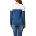 thumbnail image 3 of Unique Bargains T-Shirt Décontracté à Manches Longues et Col en V Fendu pour Femmes, 3 of 6