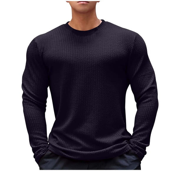 Miqool Mens Thermals Long Sleeve Undershirt Warm Fleece Lined Base Layer Crewneck Thermal Tops Lightweight Regular Fit Long John Shirts on Clearance