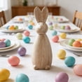 thumbnail image 4 of CaiYueKe Vintage Easter Rabbit Figurine Wooden Home Decor Handmade Cottagecore Ornament Farmhouse Shelf Decor Rustic Spring Table Centerpiece Gift Idea, 4 of 6