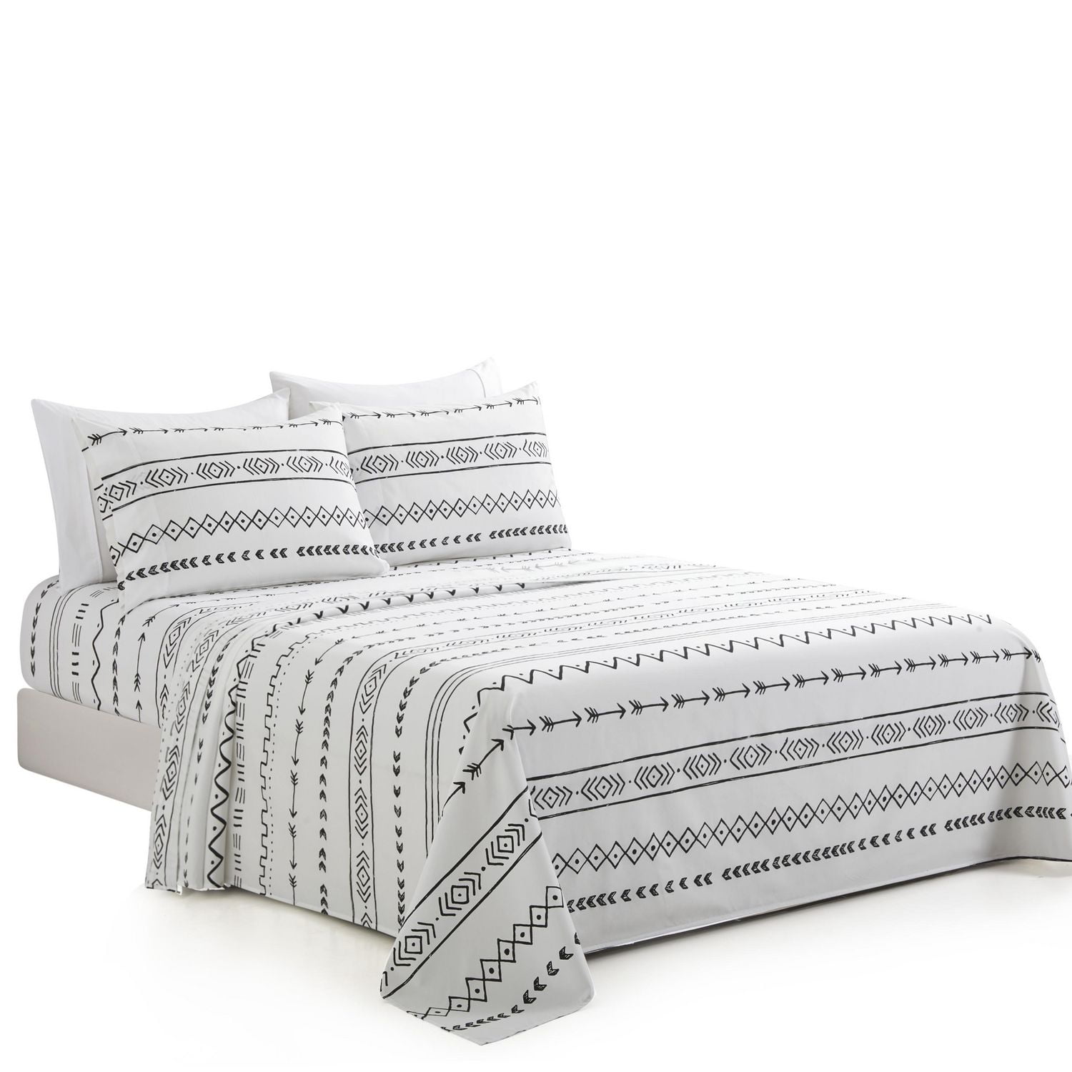 Literie Marina Décoration ultra douce et soyeuse, imprimée, en rayonne de bambou, toutes saisons, avec taies d'oreiller, motif géométrique moderne et simplifié