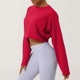 thumbnail image 5 of JDQJBZ Summer Womens Tops,Womens Long Sleeve Tops Solid Color Crew Neck Short Length Running Workout Top Spring Summer Casual Tops For Women, 5 of 5