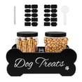 thumbnail image 1 of HLONK Dog Treat Container with 2 Plastic Treat Jars Wood Dog Food Container Bone Shape Dog Food Storage Container Practical Cat Food Container for Dog Food Storage Black, 1 of 10