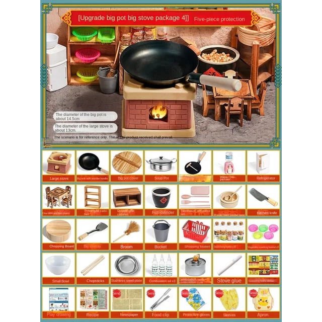 Mini Petits Jouets de Cuisine Cuisine Réelle Ensemble Complet Batterie de Cuisine Cuisine Version Réelle