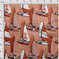 thumbnail image 4 of oneOone Rayon Orange Fabric Nautical Sewing Craft Projects Fabric Prints By Yard 56 Inch Wide, 4 of 5