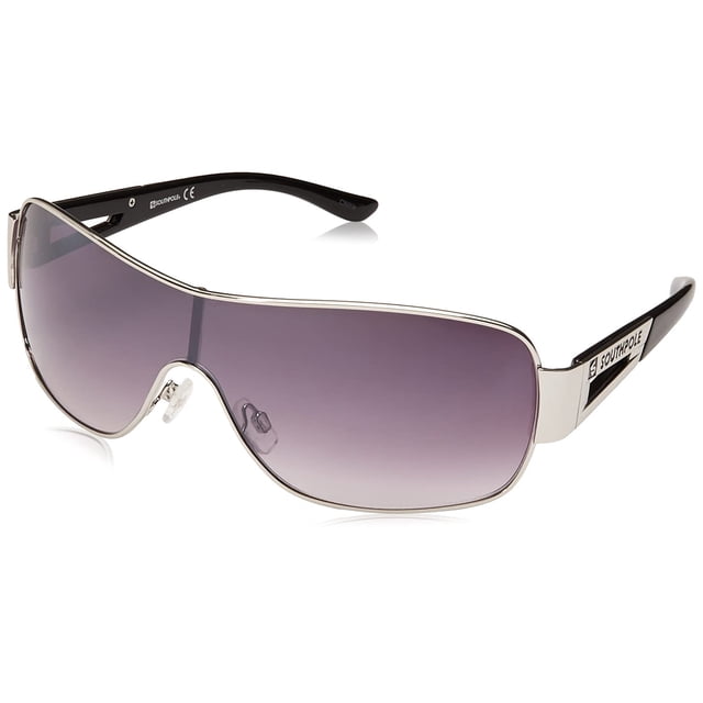 SOUTHPOLE Men's Rectangular Sunglasses, Silver & Black, 132 mm