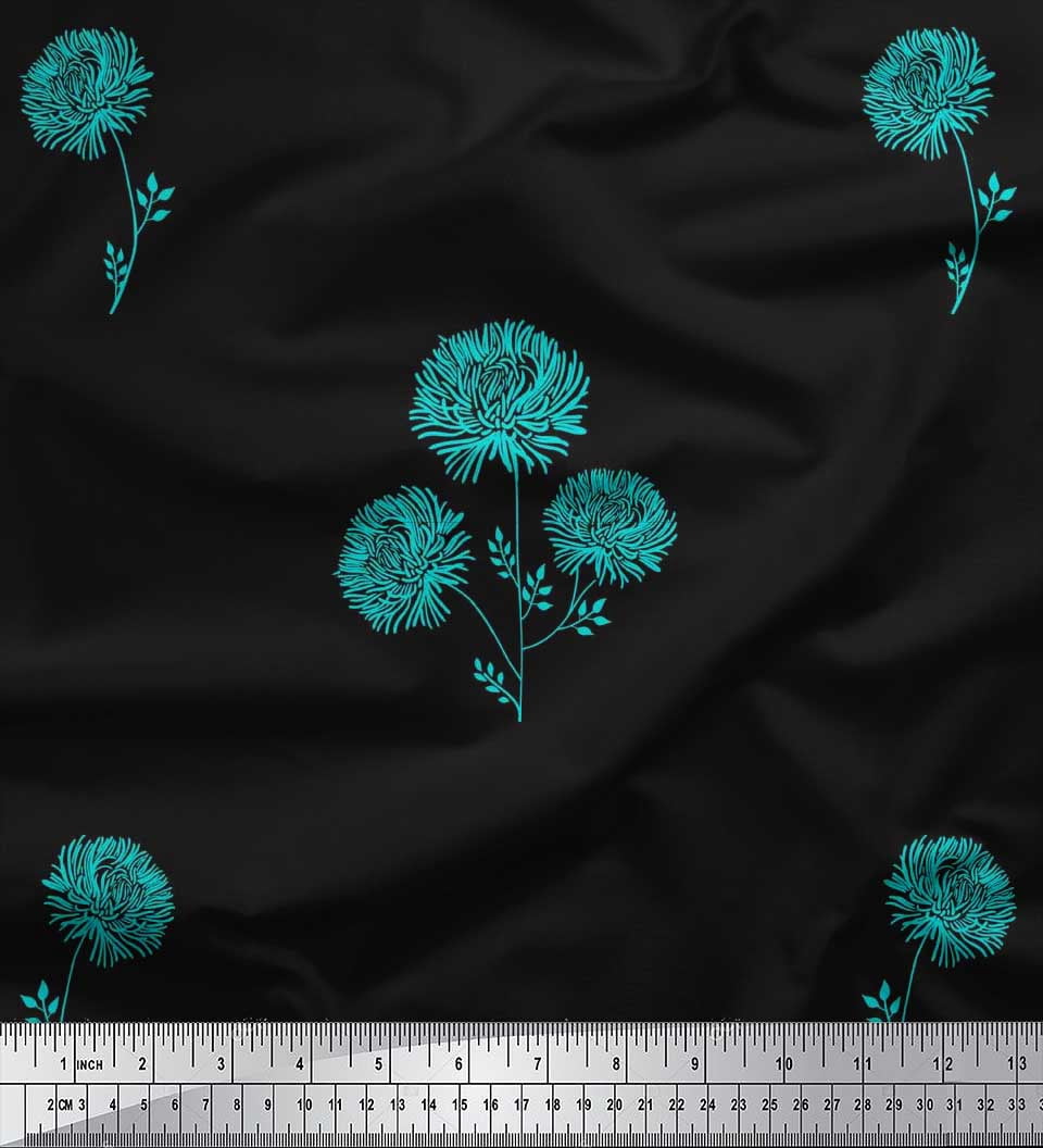 Soimoi Velvet Fabric Wild Flower Print Fabric by The Yard 58 Inch Wide