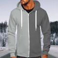 thumbnail image 2 of RKSTN Mens Hoodies Fall Winter Fashion Full Zipper Patchwork Color Sweatshirts Casual Sports Loose Drawstring Blouse Tops with Pockets, 2 of 6