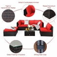 thumbnail image 3 of Costway Ensemble de Mobilier d'Extérieur en Rotin pour Patio 6 Pcs Canapé Sectionnel Coussiné Rouge, 3 of 10