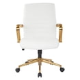 thumbnail image 3 of Mid-Back White Faux Leather Chair with Gold Finish Arms and Base K/D, 3 of 7