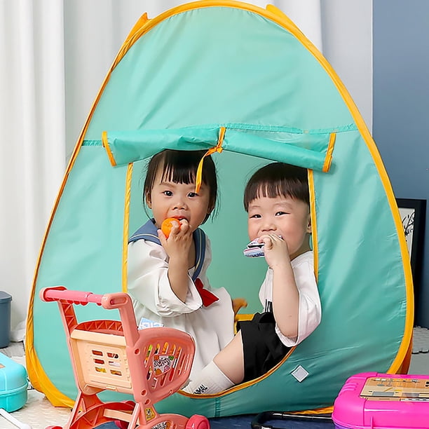 Tente De Jeu Pop-up Pliable – Intérieur/extérieur – Bleu, Polyester, Fenêtres En Maille, Cadeau Anniversaire Enfant