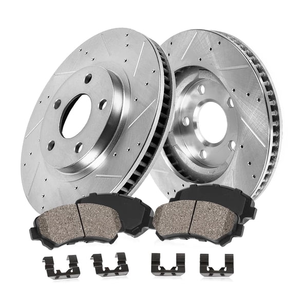 Callahan Brake Parts Trousse de Freins avant pour Volkswagen Beetle 1998, Volkswagen Golf 1999, Volkswagen Jetta 1998-1999 [Spécifique au Modèle] Disques de Frein de Remplacement Percés et Rainurés avec Plaquettes de Frein en Céramique