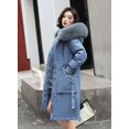 thumbnail image 3 of Ladies long down cotton winter warm jacket coat with detachable plush lining, 3 of 4