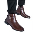 thumbnail image 5 of LSLJS Man Solid Color Sharp Tip Leather Buckle Decoration Zipper Gaobang British Style Boots, Mens Boots, Gift for Men, 5 of 5