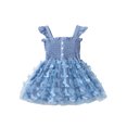 thumbnail image 1 of Faithtur Robe d'Été pour Fillettes, Sans Manches Boutonnée devant Robe Ligne A 3D Papillon Couleur Unie, 1 of 9