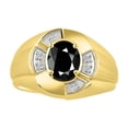 thumbnail image 1 of RYLOS 14K Yellow Gold Ring 8X6MM Oval Gemstone & Diamond Unisex Rings Onyx October Birthstone Ring Size 9, 1 of 7