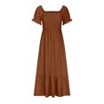 thumbnail image 4 of SMihono Robe Bohème d'Été pour Femmes Grande Taille Mode Décontractée d'Été Col Carré Uni Manches Courtes Femmes Robe pour Femmes Longues Robes, 4 of 8