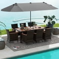 thumbnail image 3 of Costway 11 PCS Patio Dining Set with 15ft Double-Sided Patio Umbrella (Base Included) Grey, 3 of 10