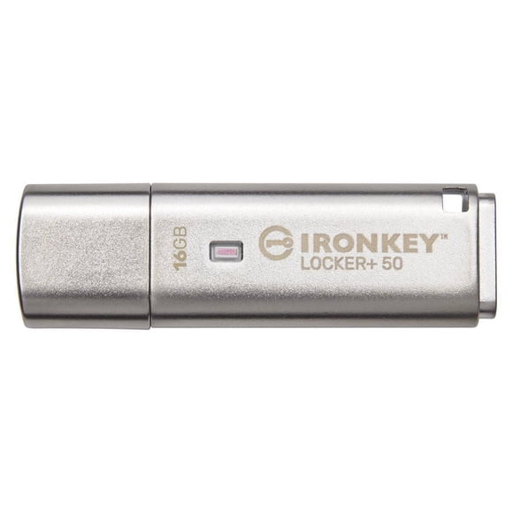Kingston Ironkey Locker+ 50 16GB Encrypted USB Flash Drive | USB 3.2 Gen 1 | XTS-AES Protection & TAA Compliant | Multi-Password Security Options | Automatic Cloud Backup | Metal Casing | IKLP50/16GB