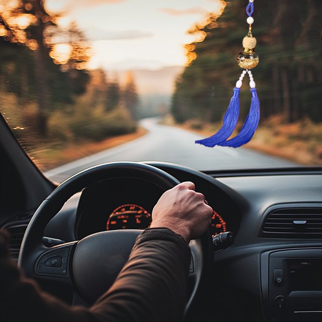 TopLLC Car Pendant With Sand Auspicious Clouds Rearview Mirror Tassel Pendant Plastics trailer