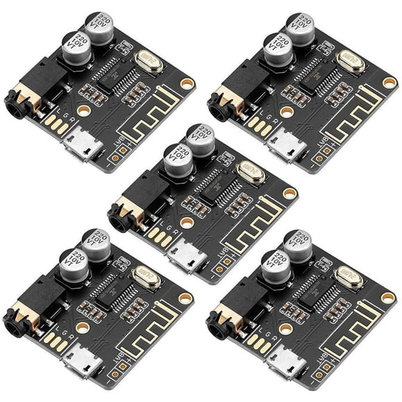 5pcs Bluetooth Audio Receiver Board BT 5.0 Stereo Audio Amplifier 3.7-5V DIY Car Speaker Amplifier,5 x Bluetooth Audio Receiver Board,Black