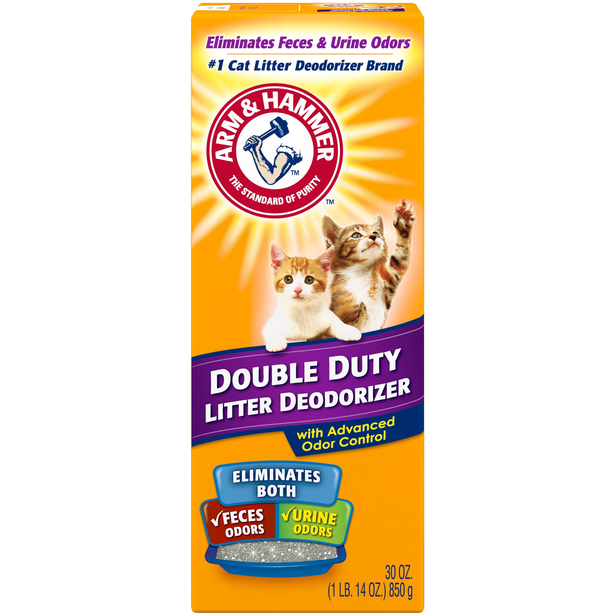 Arm & Hammer Double Duty Cat Litter Deodorizer with Baking Soda, Eliminates Feces and Urine Odours, Works with any Litter, 850g