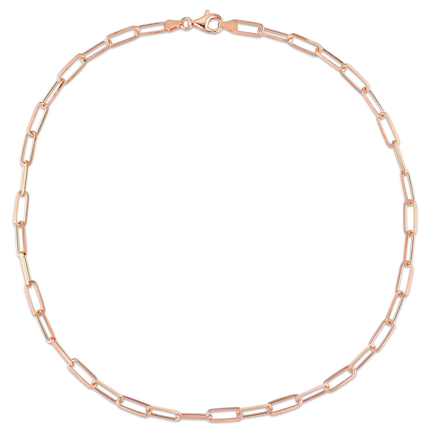 Collier trombone de coupe diamant de Miabella en argent sterling plaqué or rose 18K