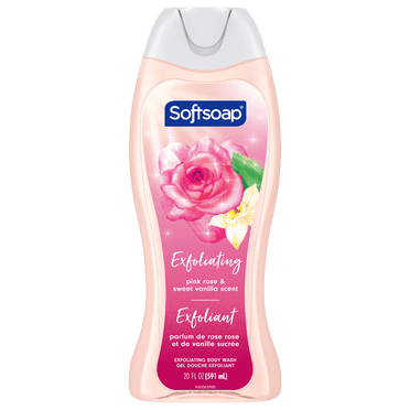Le Gel Douche Exfoliant Softsoap, Lustrous Glow Rose and Vanilla, 591 mL