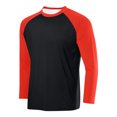 thumbnail image 2 of BiZtdJrK Sun Protection Shirts for Men Fashion Color Block Long Sleeve Workout Tops Rash Guard Quick Dry Hiking Fishing Shirt, Orange, S, 2 of 3