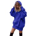 thumbnail image 1 of Grande Taille P-XXXXXL Femmes Manches Longues à Capuche Poches Chandail à Capuche Robe Tunique Chandail Automne Hiver Longs Hauts à Capuche, 1 of 3