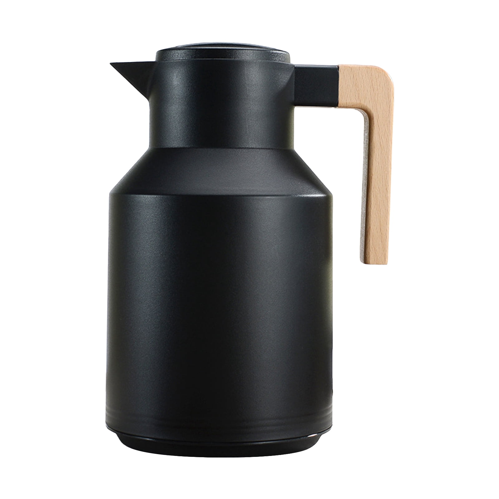 Carafe Thermique 1 L Carafe Thermique à Double Paroi Pot avec Poignée en Bois Bouilloire à Eau Flasque Isolée Carafe à Thé Gardant Chaud Froid