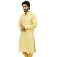 thumbnail image 4 of Atasi Ethnic Men's Long Kurta Yellow Bollywood Designer Shirt Wear-Large, 4 of 7