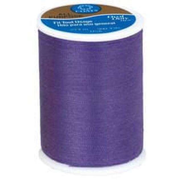 Coats & Clark™ All Purpose 100% Polyester Thread, 300 Yards, purple spool of medium-weight corespun polyester thread for strong, durable seams in garments and home décor, suitable for machine or hand sewing on woven and knit fabrics, also suitable for quilting and crafts.