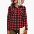 thumbnail image 1 of Plaid Collared Shirts for Womens, Flannel Fall Button Down Blouses, 1 of 5