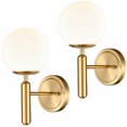 thumbnail image 1 of Flavia Lot de 2 Appliques Murales Modernes Mi-Siècle Globe Doré Luminaire Mural en Verre, 1 of 6