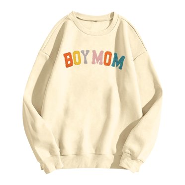 HNMKIU Chandails pour Femmes Garçon Chandail Maman Chandail pour Femmes Maman Chandail Vie de Maman Chandail pour Maman Chandail à Capuchon Mode Maman Col Rond Chandail