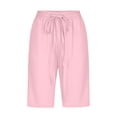 thumbnail image 4 of Timegard Womens Plus Size Shorts Elastic Waisted Drawstring Lightweight Casual Knee Length Shorts with Pockets, 4 of 5