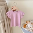 thumbnail image 2 of SUXIAN Débardeurs pour Enfants T-Shirts d'Été Manches Courtes Col Rond T-Shirt Décontracté Confortable Extensible T-Shirts Tout-Petits Enfants Tenue Quotidienne Débardeurs pour Enfants Violet Pâle 2-3 Ans, 2 of 3