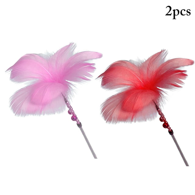 2PCS Cat Feather Teaser Interactive Belle Chat Jouet Interactif Chat Teaser Baguette