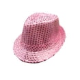 thumbnail image 1 of TiaoBug Women Men Sequin Fedora Hat Disco Hat Jazz Dance Hat Hip-Hop Rapper Stage Performance Pink One Size, 1 of 4