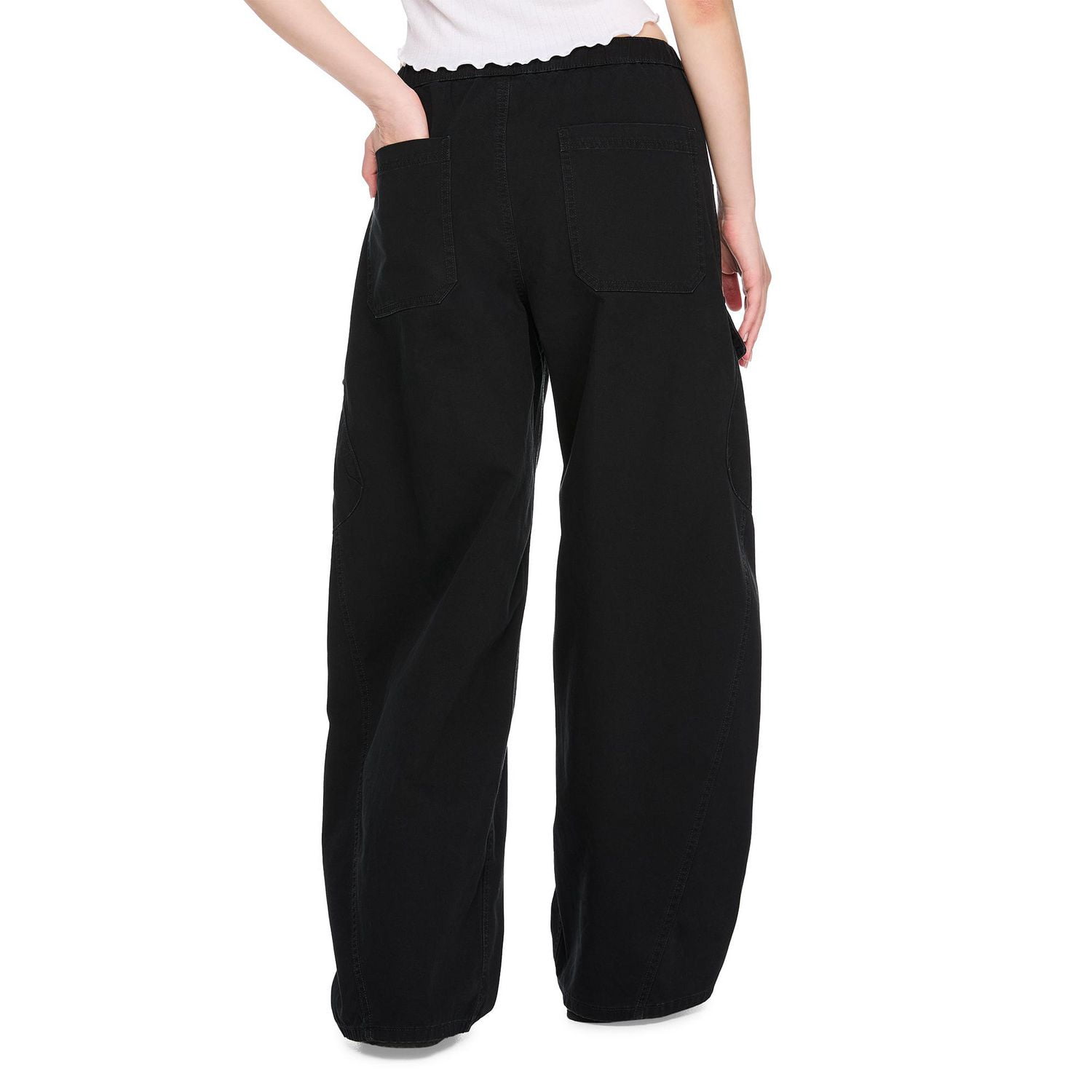 No Boundaries Women's Tie Waist Wide Leg Barrel Cargo Pant
